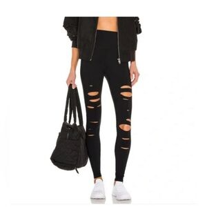 ALO Black High-Waist Ripped Warrior Legging Size XS